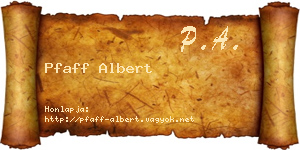 Pfaff Albert névjegykártya